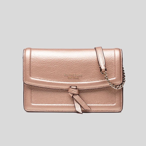 Kate Spade Knott Metallic Flap Crossbody - Rose Gold - Picture 2 of 5
